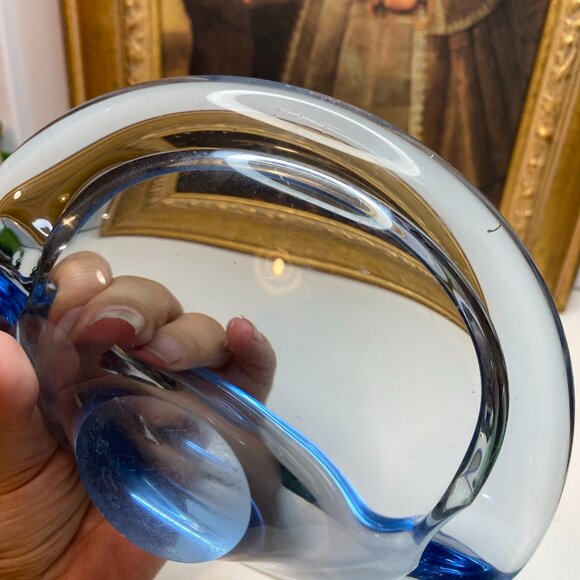 Vintage Holmegaard Per Lutken Light Blue Art Glass Dish Ashtray Signed & Number - Picture 6 of 15